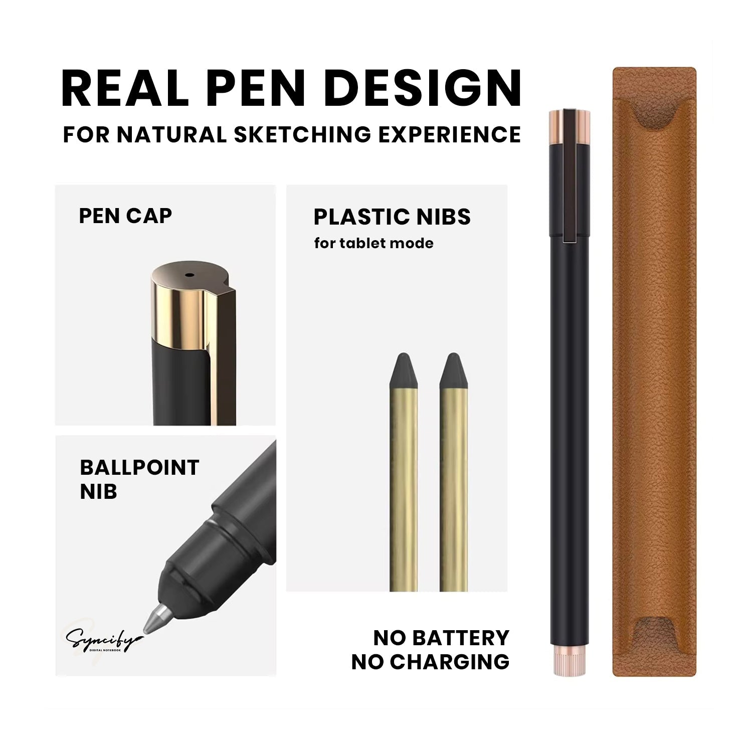 Syncifybook sketchbook duo pro digital notebook pen with real pen design and no charging needed